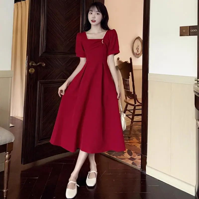 

Потрясающая красная свадебная длинная юбка А-силуэта для банкетов, помолвок, свадебных торжеств и встреч с семьей после свадьбы