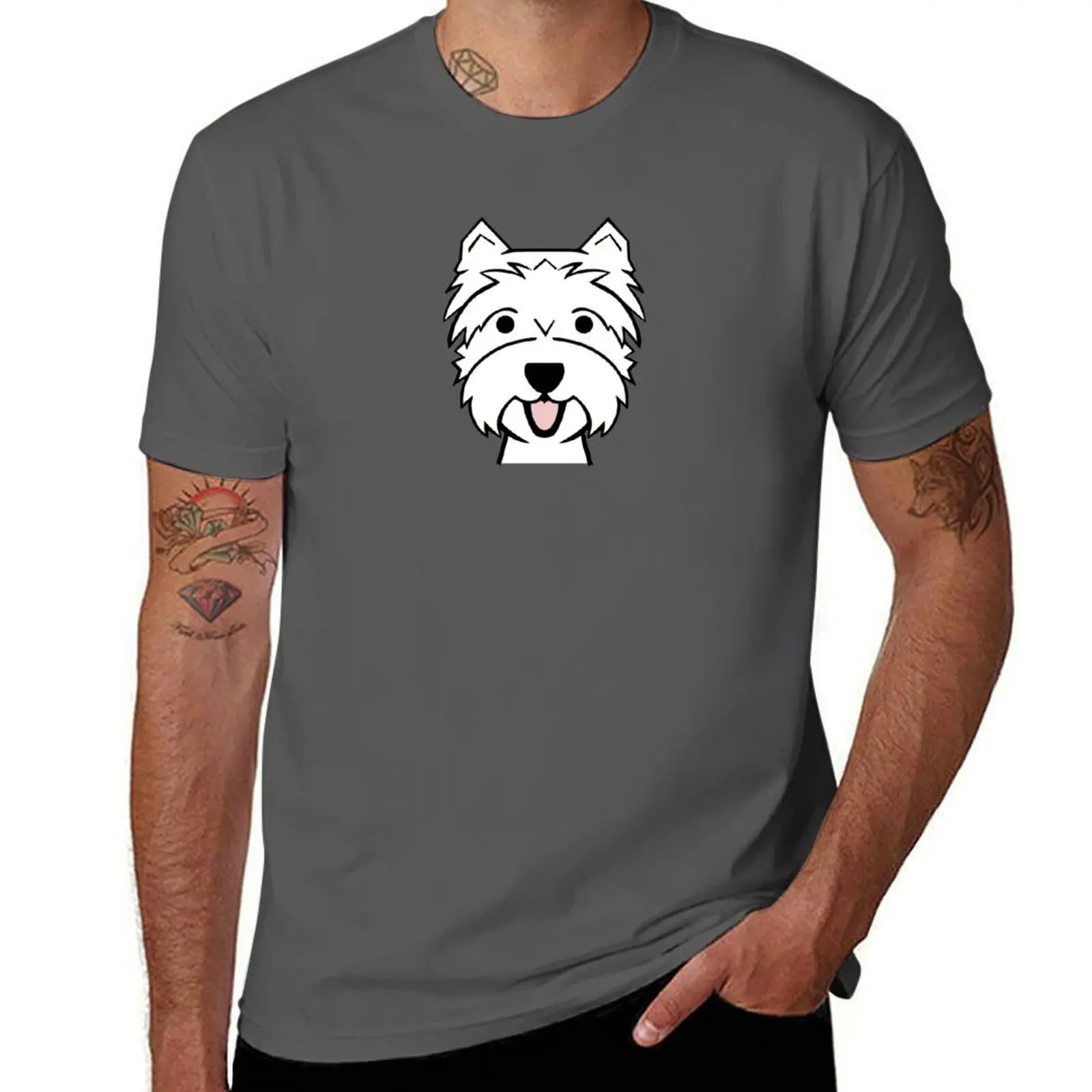 

Westies - West Highland Terrier - Westie dogs - red background Westie dog breed T-Shirt boys animal print plain t shirts men