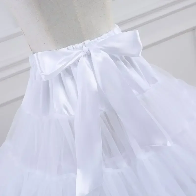 Mulheres lolita saia cosplay petticoat inchado em camadas ballet tutu arco underskirt exuberante para vídeo legal