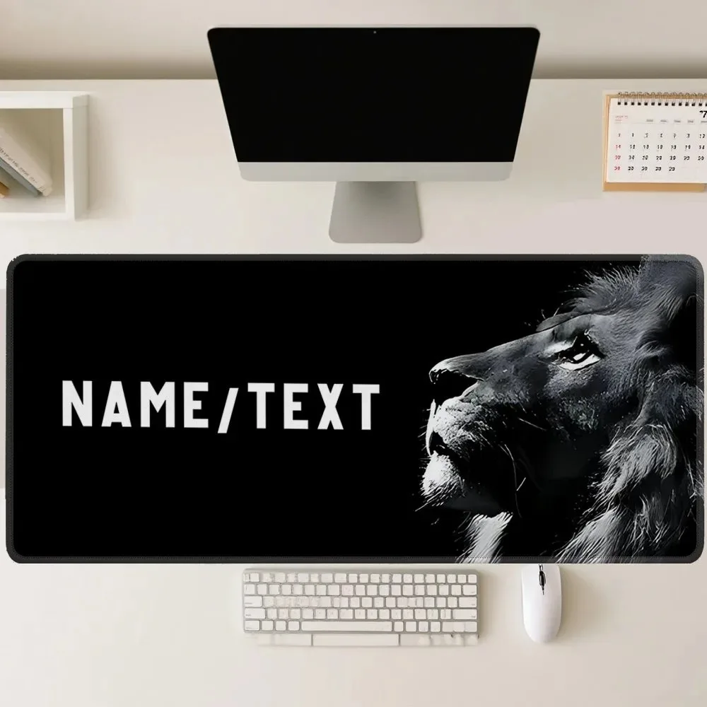 Customizable Luxury Lion Head HD Print DIY Desk Mat, Soft Thick Reinforced Rubber Edge Locking For Gamer Home Office Couple