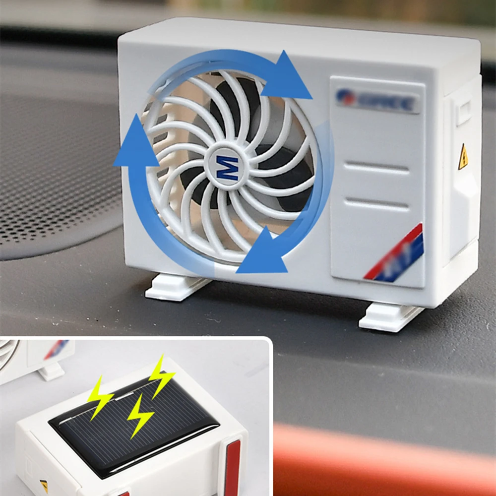 Air Conditioner Model Car Air Freshener Dashboard Solar Energy Fan Diffuser Air Vent Clip Air Conditioner Shape Fragrance