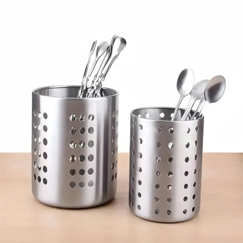 

1/2 Piece Steel Stainlesscylindrical Chopstick Cutlery Storage Box Suitable for Home Kitchens, Restaurants, and Dormitories