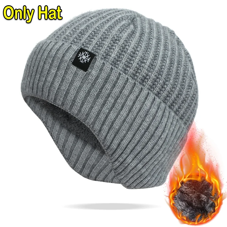 Outdoor Men Winter Knitted Hat Plush Warmth Peaked Cap Earmuff Casual Fashion Faux Fur Lined Hooded Hats Cycling Ear Protection, image 8