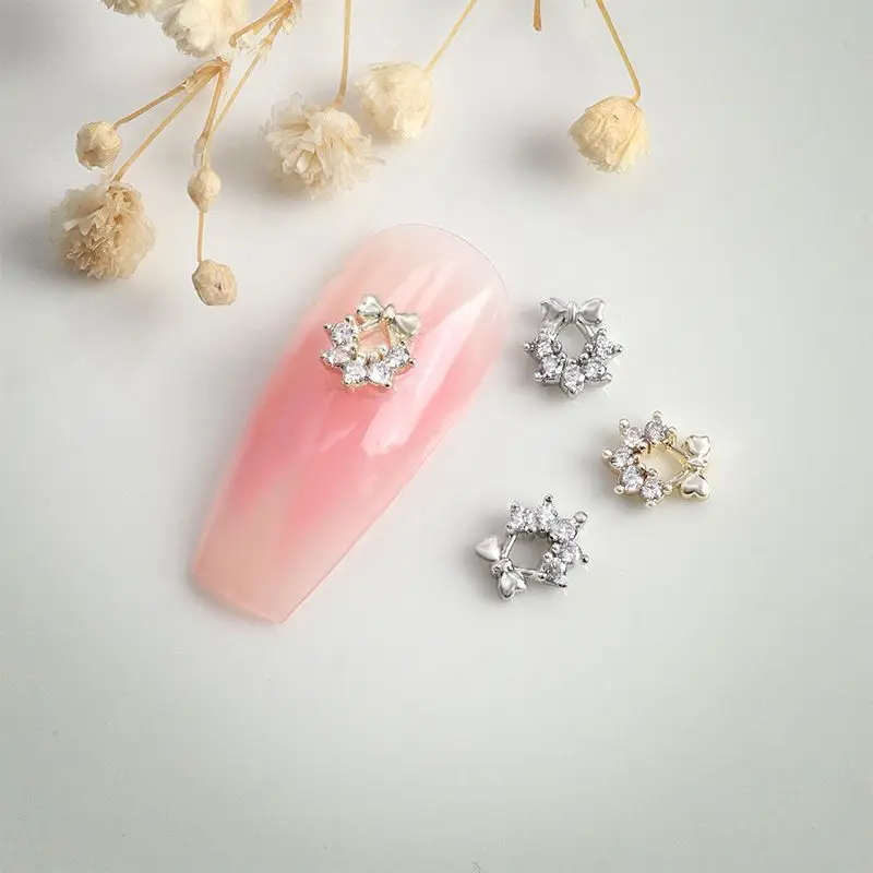 10 pçs guirlanda de natal flor zircão cristais strass jóias decorações da arte do prego acessórios encantos suprimentos g4366