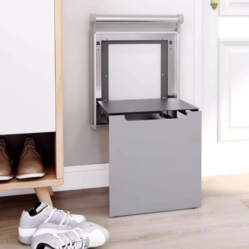 ‌Foldable Shoe Bench, Wall-Mounted Entryway Stool, Anti-Slip Bath Seat, Space-Saving Multi-Purpose Wall Shelf‌