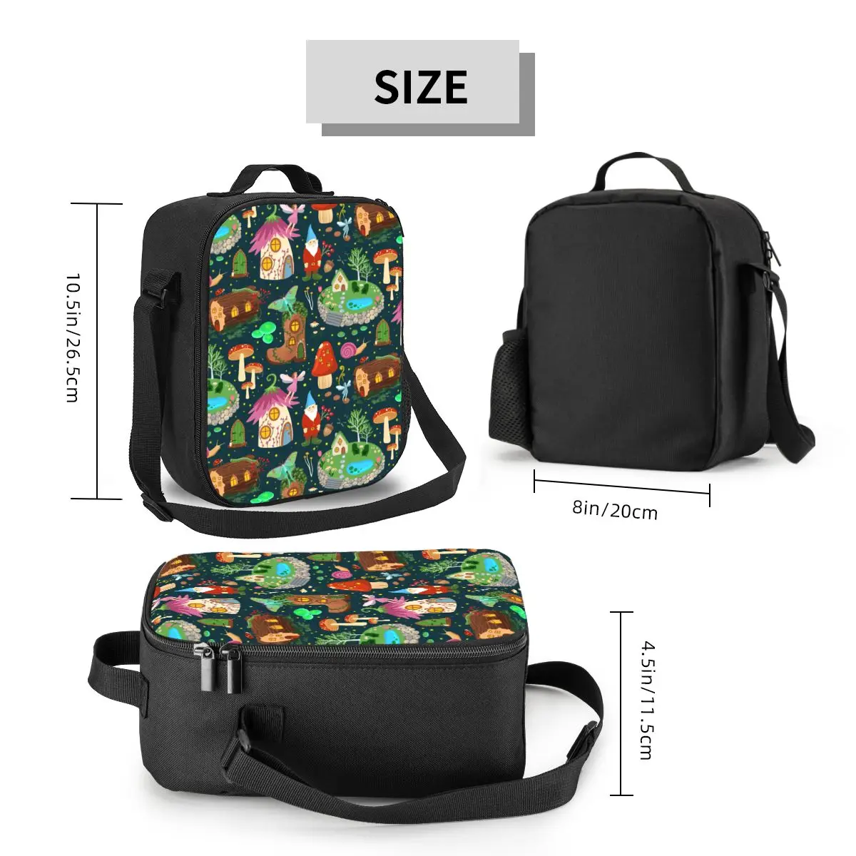 Garden Gnome Pattern Lunch Bags Isolados Térmicos para Mulheres, Tote de Almoço Portátil para Trabalho, Escola, Armazenamento de Viagem, Bento Food Box