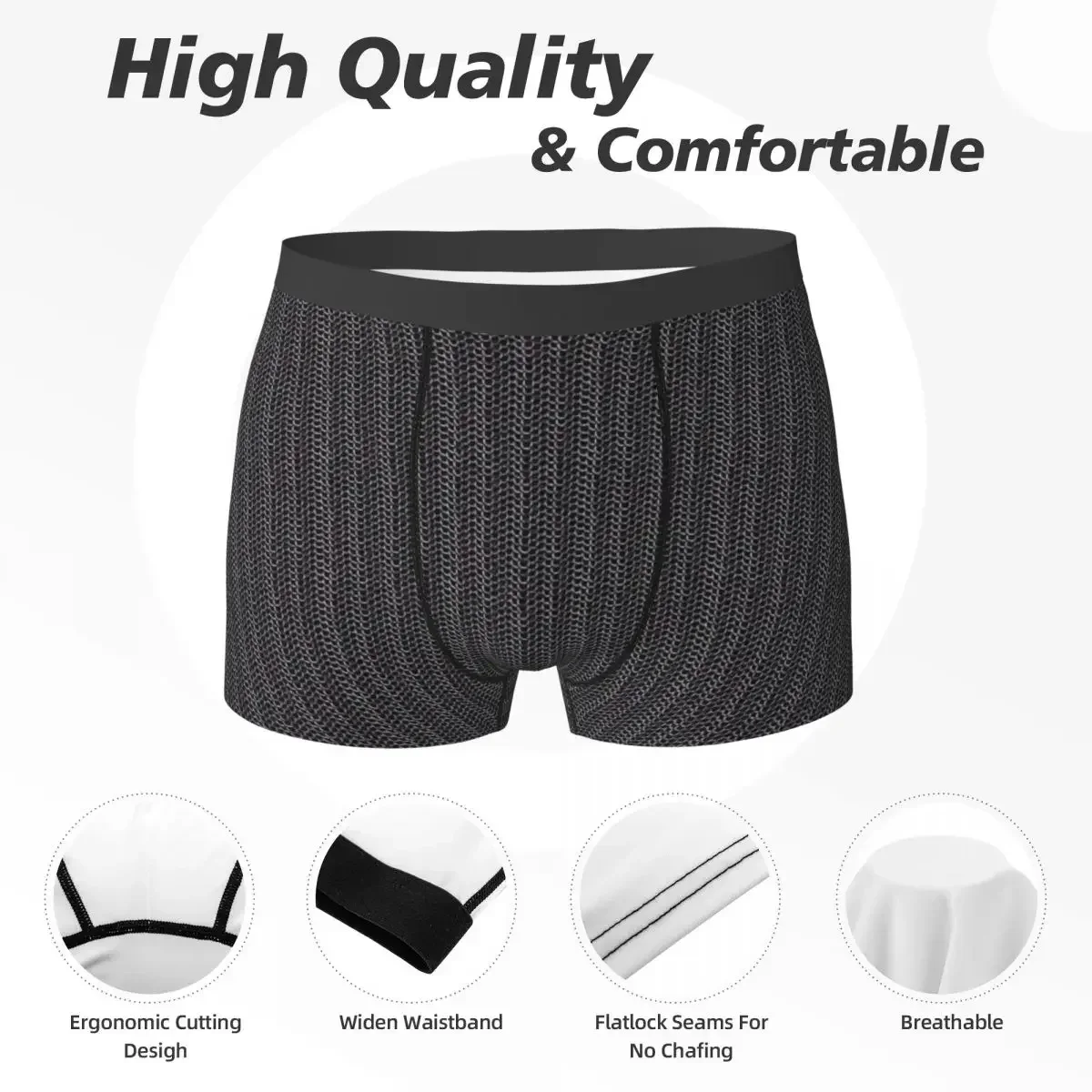 Boxer Underpants Shorts Metal Chainmail Medieval Armor Panties Male Ventilate Underwear for Homme Man Boyfriend Gifts