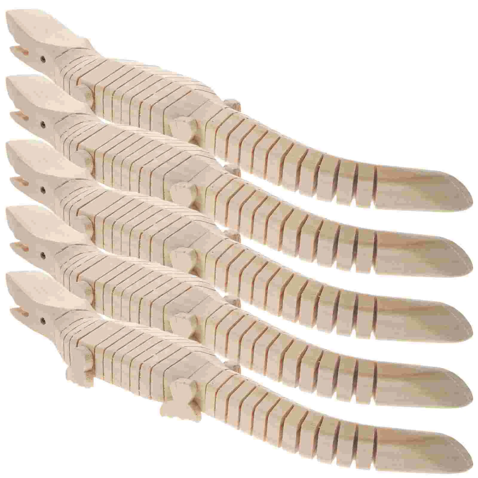 5 Pcs Animal Students DIY Crocodile Toy Small Baby Wiggle Unfinished Wood Wooden