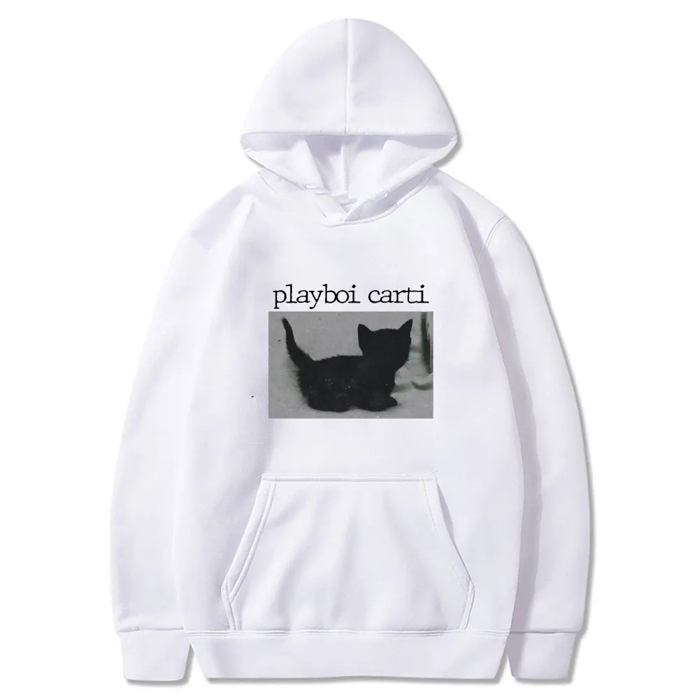 Playboi Carti Oversized Hip Hop Hoodie Cute Cat Print Hoodies Harajuku Sweatshirt Regular Mens Tops Quality Men Loose Streetwear