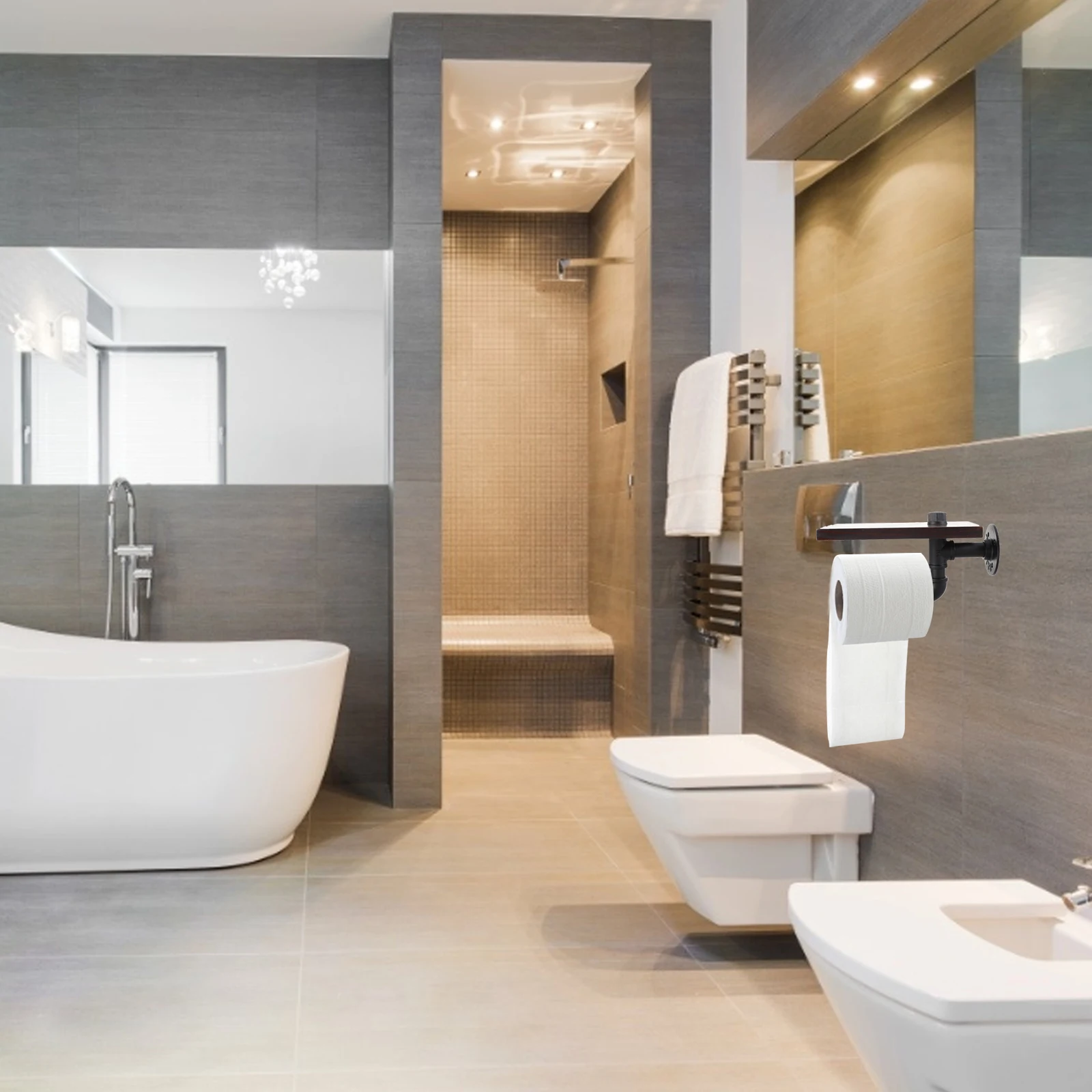 

Wooden Wall-Mounted Storage Rack Tissue Organizer Bathroom Holder Decorative Shelf Shampoo Phone Accessories Holder Space-Saving