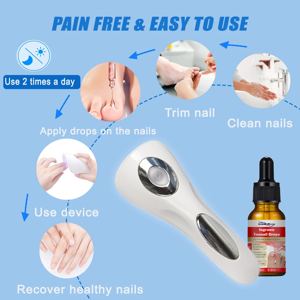 Nail Fungus Cleaning LED Light Device Chargeable Nail Fungus Corrector Effectively for Damaged, Discolored and Thickened Nails