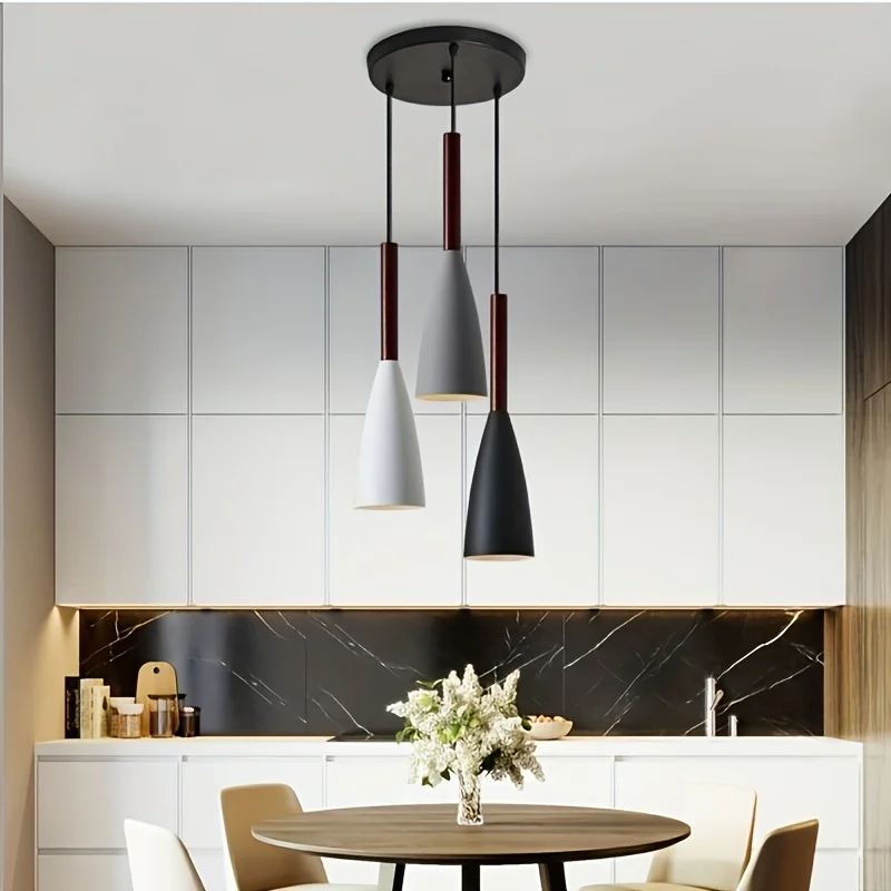 

Nordic E27 Modern Pendant Lamp Macaron Colors Single/Three-Head Versatile for Living Spaces & Cafes Room Decor Chandeliers