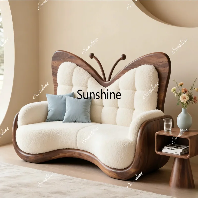 

Cream wind sofa small apartment living room cute butterfly high-end customization