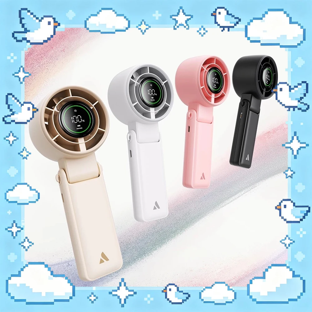 Aecooly PB02-A Handheld Fan Folding Variability Five-Range Strong Winds Handheld Small Fan Long Battery Life Of 17 Hours Gifts
