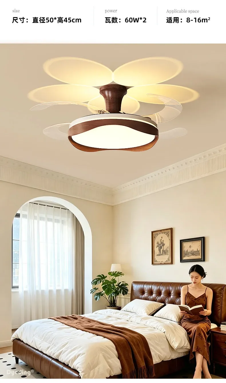 Master bedroom with fan integrated light sunset projection invisible fan light