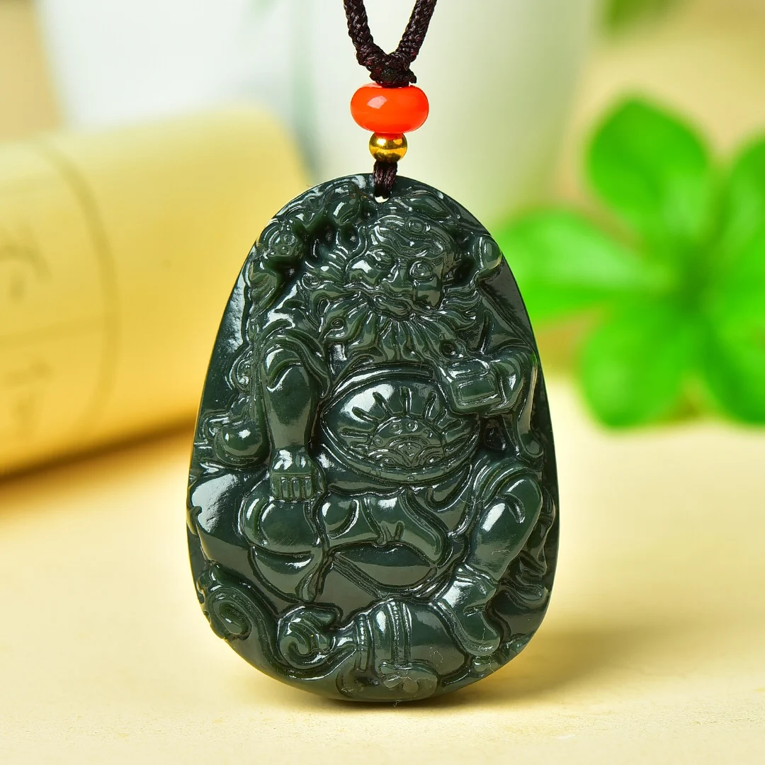 Genuine Hetian Jade Zhong Kui Pendant Fashion High-grade Men's and Women's Models of Jewelry To Protect The Peace Jade Necklace