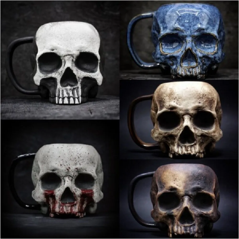 Halloween New Water Cup Mug Skull Personalized Creative Small Ornament Bloody Horror Zombie Head Simulation 3D Resin Craft