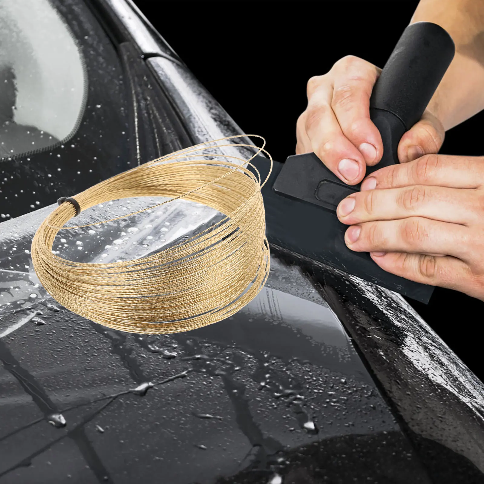 

1 Roll Car Glass Removal Windscreen Cutting Out Auto Repair Steel Wire Replace 3-Strand Universal Windshield Removal Tool Kit