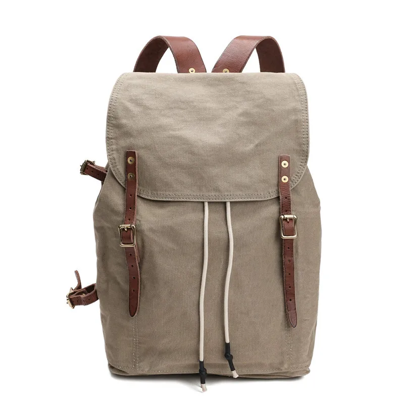 Vintage Oil Wax Waterproof Travel Backpack Leather Canvas Bag Backpack Computer Bag Large Capacity Travel Outdoor Mochilas