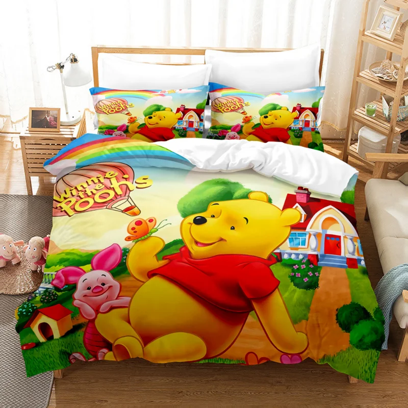 Disney Eeyore Bedding Set Quilt Cover Cartoon Pooh Bear Cosplay Pillowcase Bed Spead Bedroom Duvet Cover Bedding Suit Kids Gift