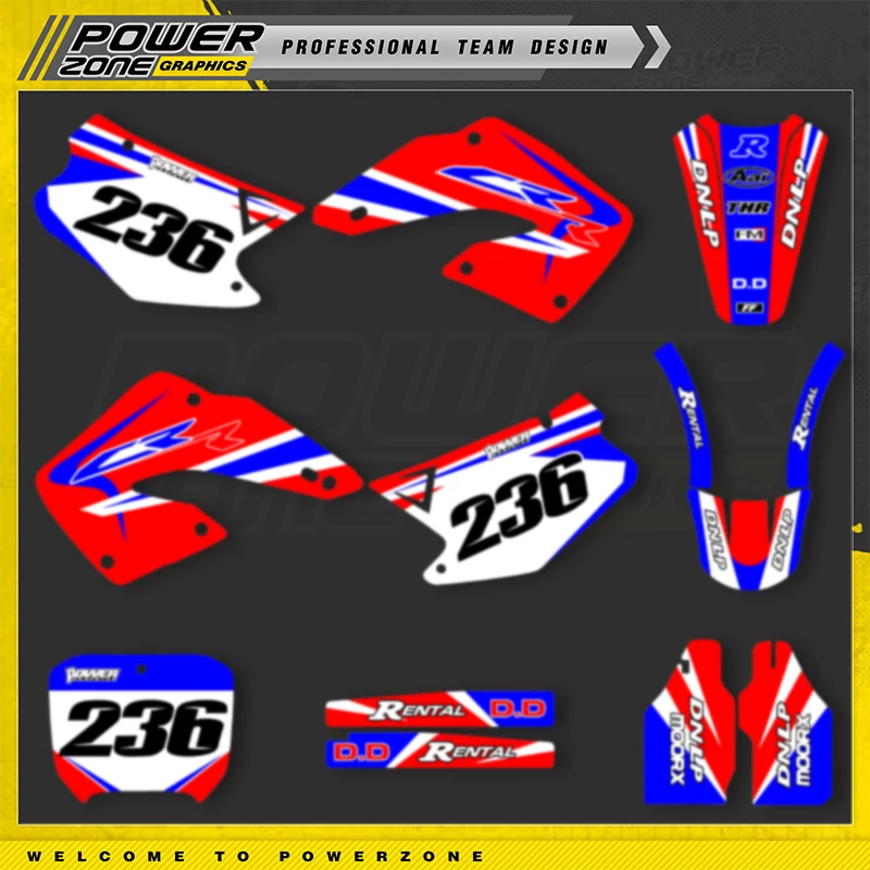 

PowerZone полная графика фоновые наклейки комплект наклеек для мотоцикла HONDA CR125 250 2000 2001 CR250 125cc 03
