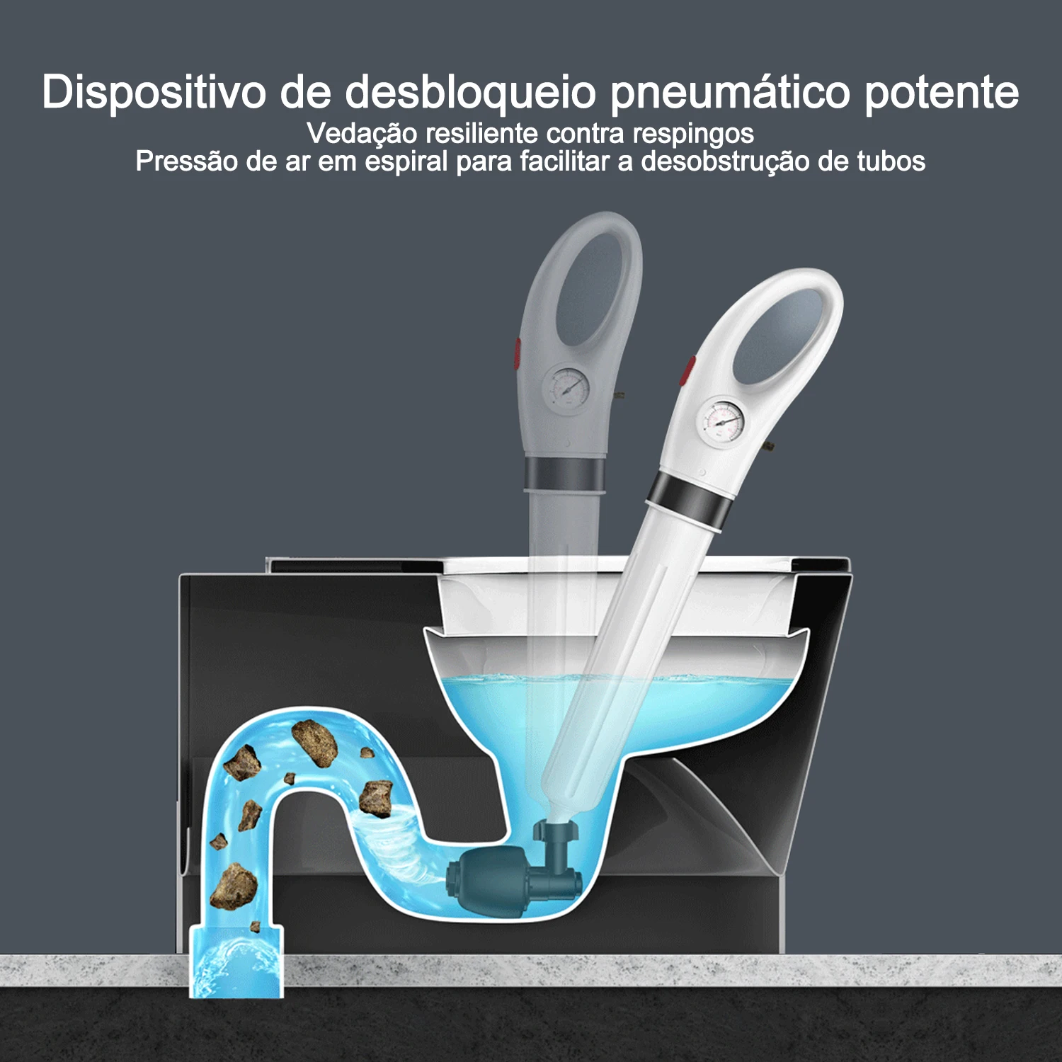 Toilet Unclogger Air High Pressure Drain Blaster, Applied in Kitchen, Bathroom, Cogged Tube