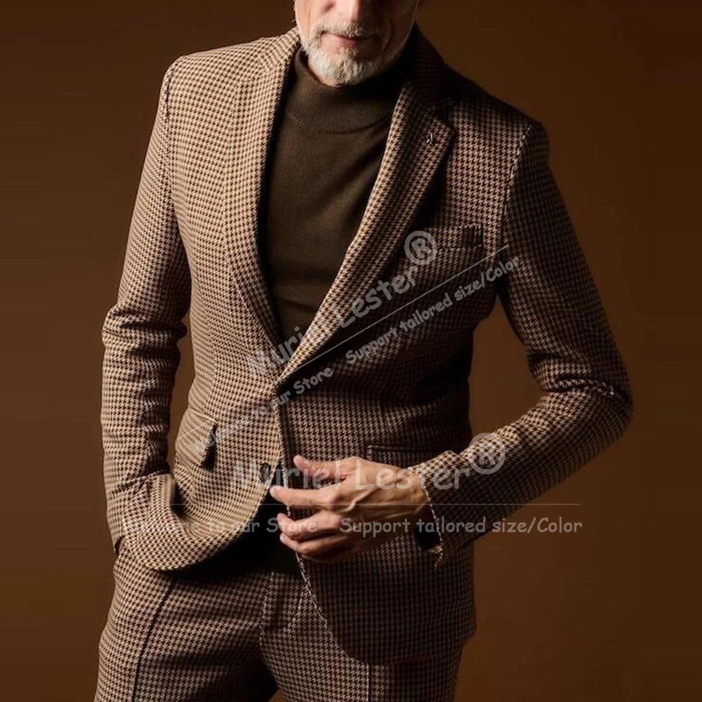 Trajes Vintage para Hombre, Conjuntos de 2 Piezas, Chaqueta y Pantalones Retro con Diseño de Pata de Gallo, Trajes Personalizados para Hombre, Ropa de Fiesta y Negocios, trajes para hombre 2026