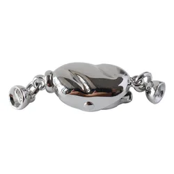 .925 Solid Sterling Silver Pillow Oval Push Button Clasp for Pearl Necklace Bracelet , with end caps, DIY Accessories