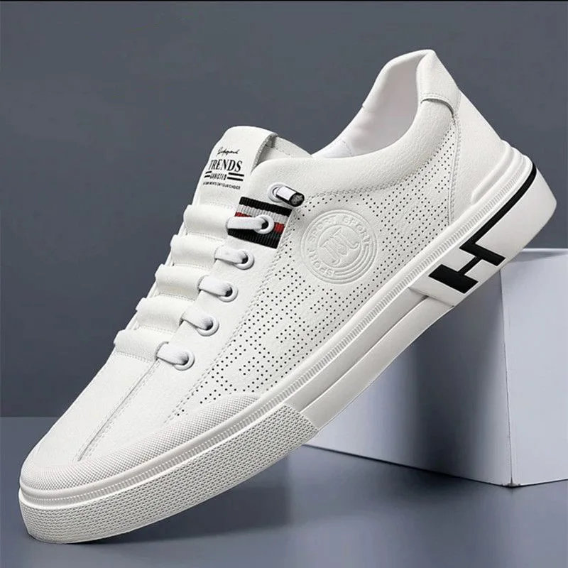 Men's Sneakers Summer2023New Embossed Breathable Sports Leisure Mesh Surface Shoes Teen Trend All-Matching Men's White Shoes