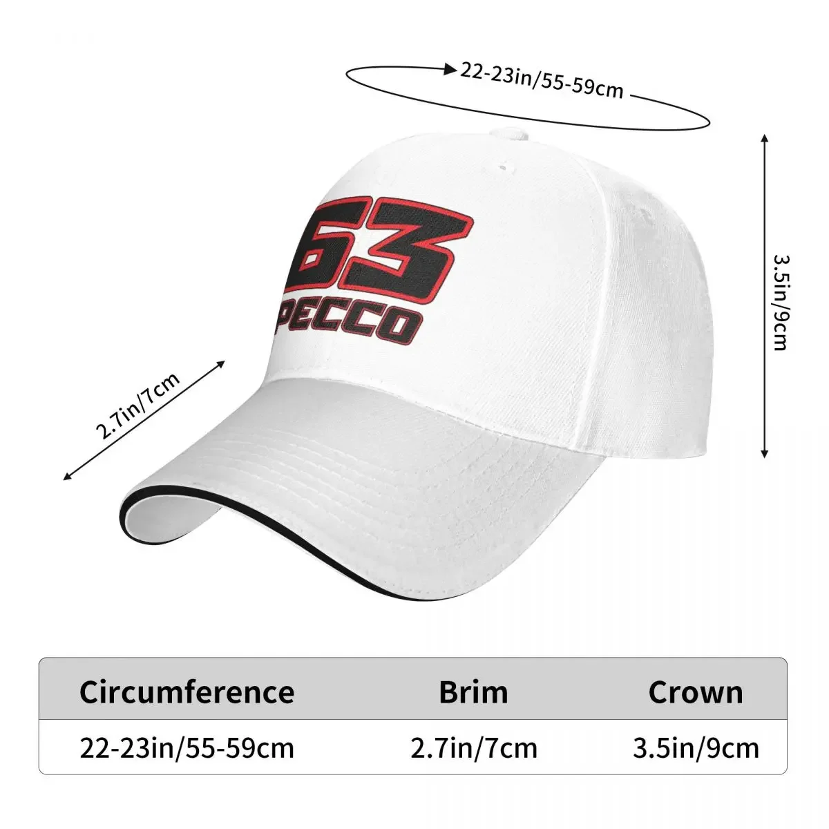 Pecco Bagnaia 63 2024 Cap Fashion Casual Baseball Caps Adjustable Hat Summer Unisex Baseball Hats Customizable Polychromatic