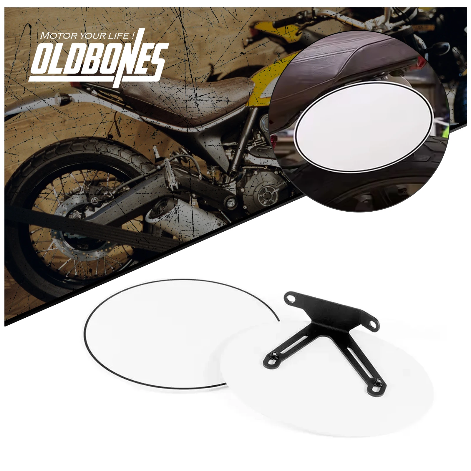 2PCS New Cafe Racer Motorcycle Left and Right Side Number Plate Blank Stickers High Quality For Ducati Scrambler 800 2014 2015