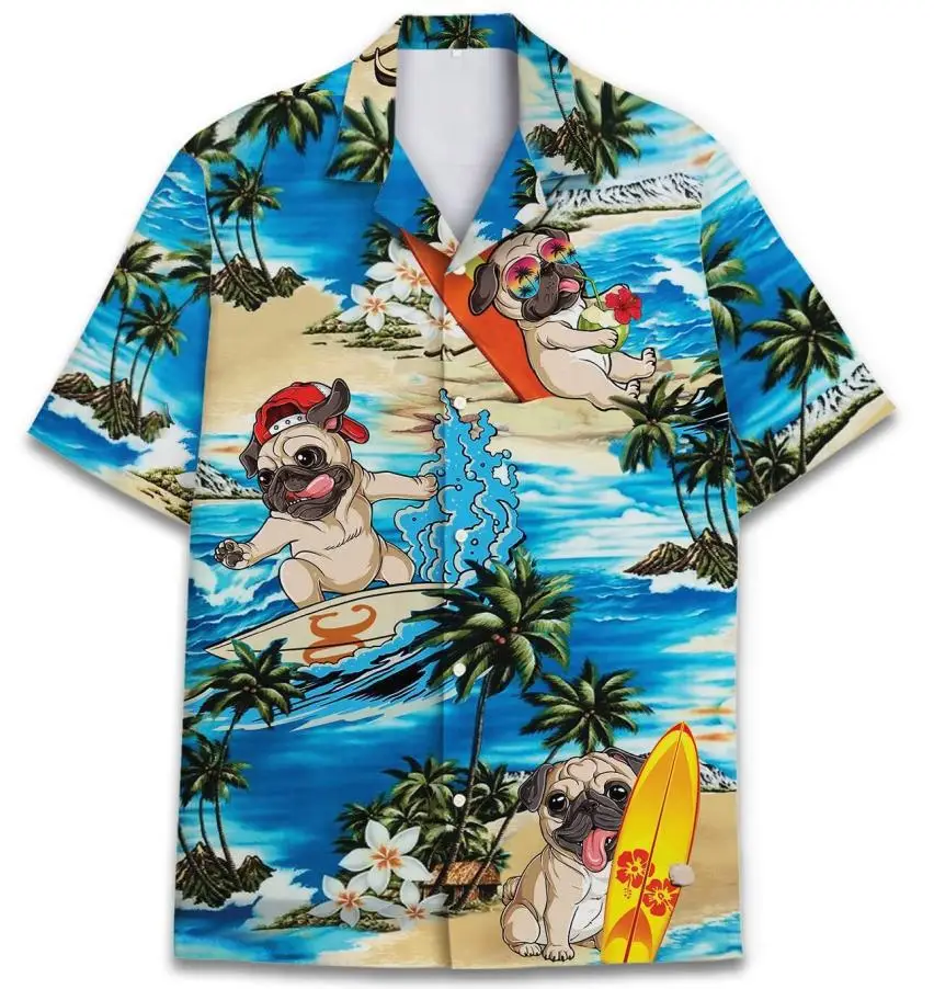 Summer Hawaiian Animal Duck 3D Print Shirts Men Fashion Shirt Casual Vintage Streetwear Short Sleeve Shirt Blouse Man Clothing