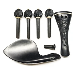 1Set Natural ebony wood accessories parts fittings Exquisite Carved Acoustic Violin Tuning Pegs Set for 4/4 Violin Accessories