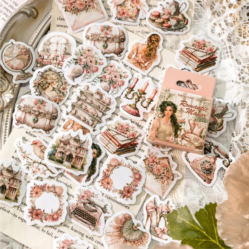 45 Pieces/box Retro Character Floral Stickers Student Stationery Decoration Scrapbook Magazine Diary Decoration Stickers