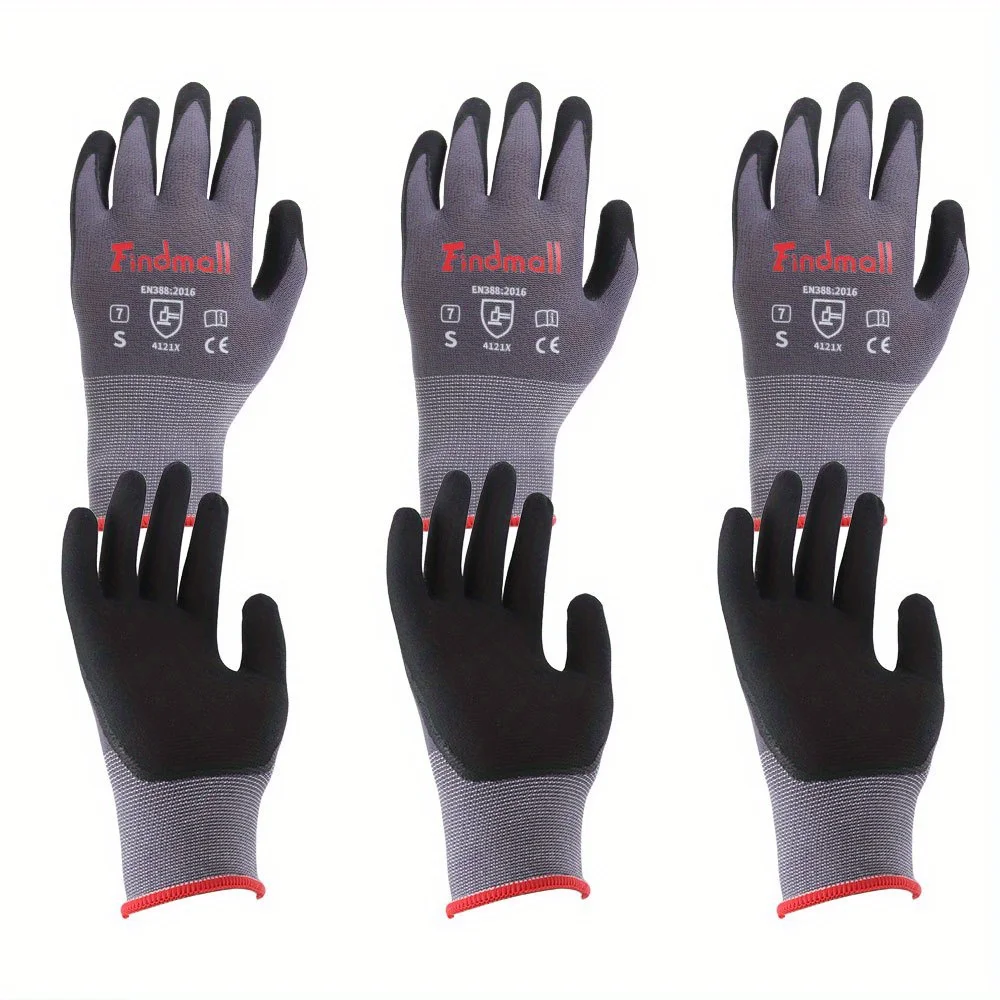 3 أزواج من قفازات العمل الصغيرة للرجال والنساء، قفازات متماسكة بدون خياطة، قفازات البستنة