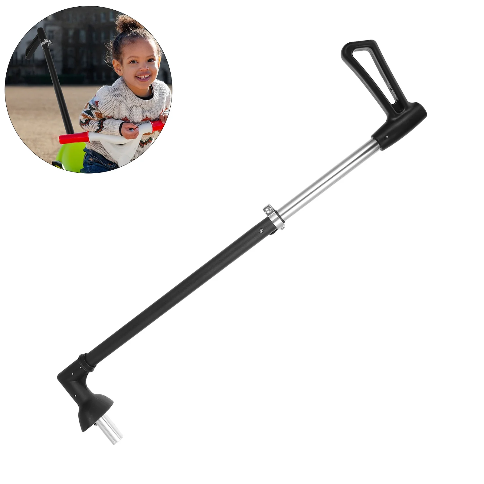 

Universal Folding Scooter Push Handle Attachment Ergonomic Cart Pusher for Wagons Strollers Replacement Grip Adjustable Height