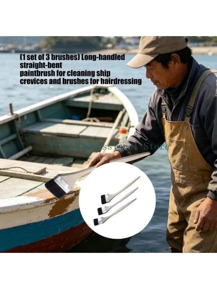 57QF Wooden Handle Side Curved Brush Bristles Brush Marine Decoration Paint Coating Latex Cleaning Barbecue Baking Painting