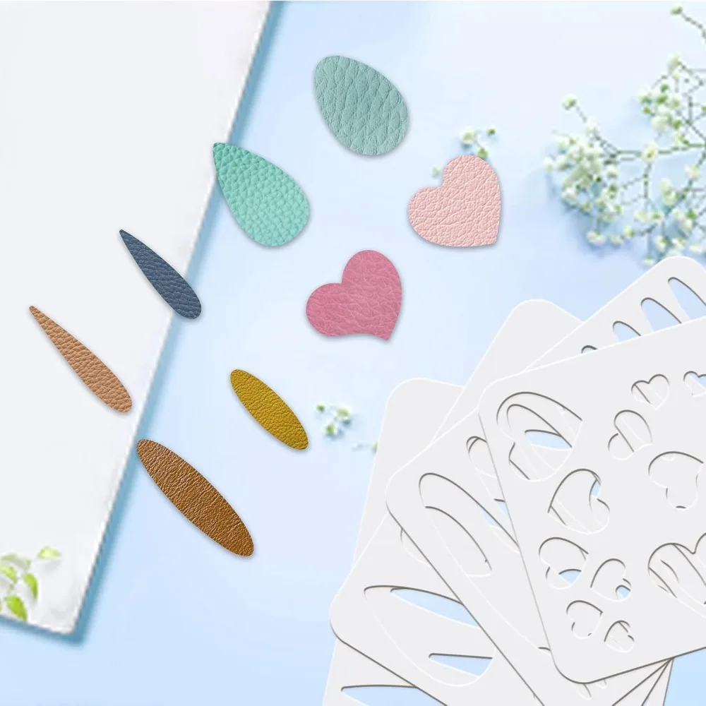 12Pcs Reusable Earrings Making Template, Leather Earring Templates 10x8 inch Plastic Cutting Stencil with Differnt Patterns