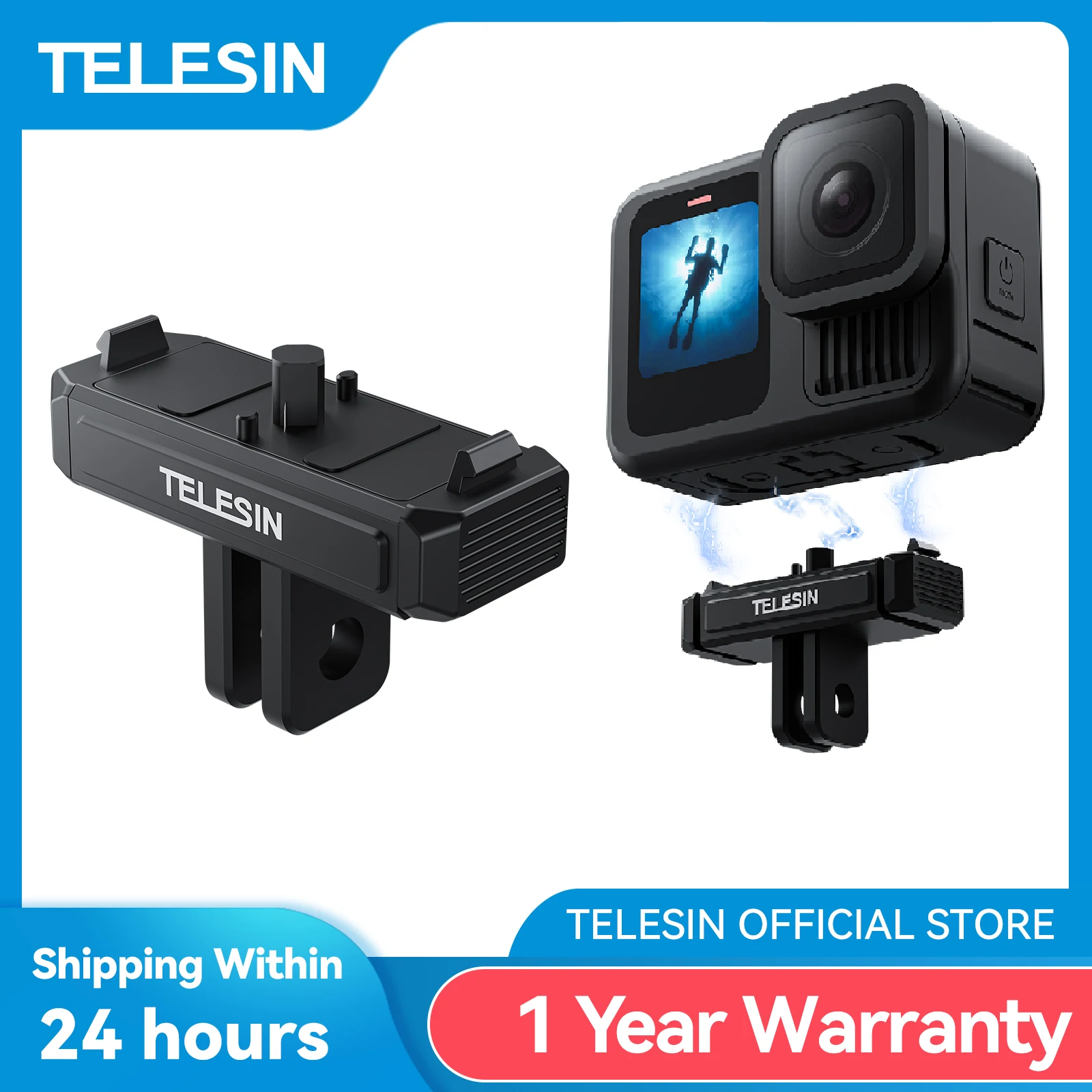 

TELESIN Magnetic Qucik Release Aluminium Alloy Two Claw Adapter Action Camera Accessories For Gopro Hero 13 Adapter Dual Lock