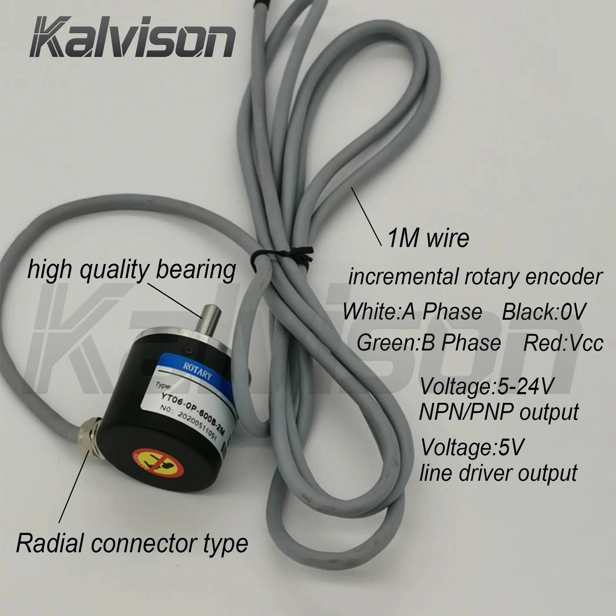 Incremental Optical Rotary Encoder Diameter 38mm Solid Shaft 6mm 1024 600 1000P/R AB Phase DC5-24V Photoelectric Rotary Encoders