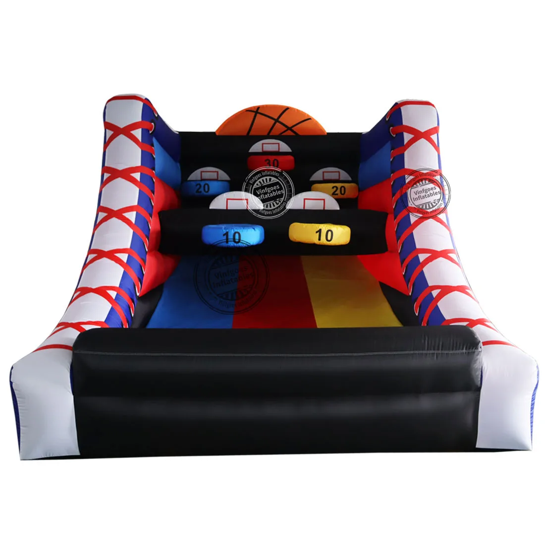 Inflatable Basketball Hoop Shot Inflatable Party Basketball Game | 10' L x 13' W x 10' H | with 5 Hoops, 4 Balls, Air Blower