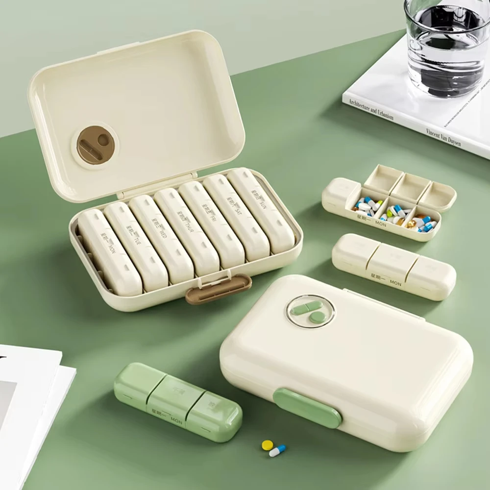 ABS Material Medicine Container with Large Capacity Portable Sealed and Moisture-Proof Home Travel Dividing and Storing Pill