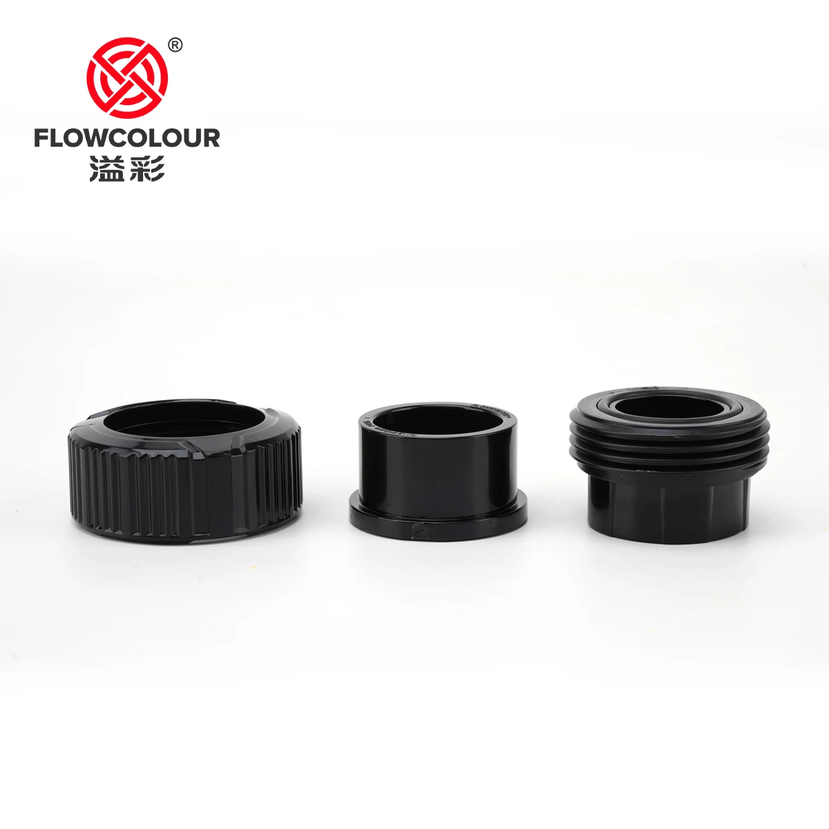 Flowcolour  Pure Black UPVC Union Joint UPVC Industrial Grade Wall Thickness New Material Multiple Sizes 20mm 25mm 32mm