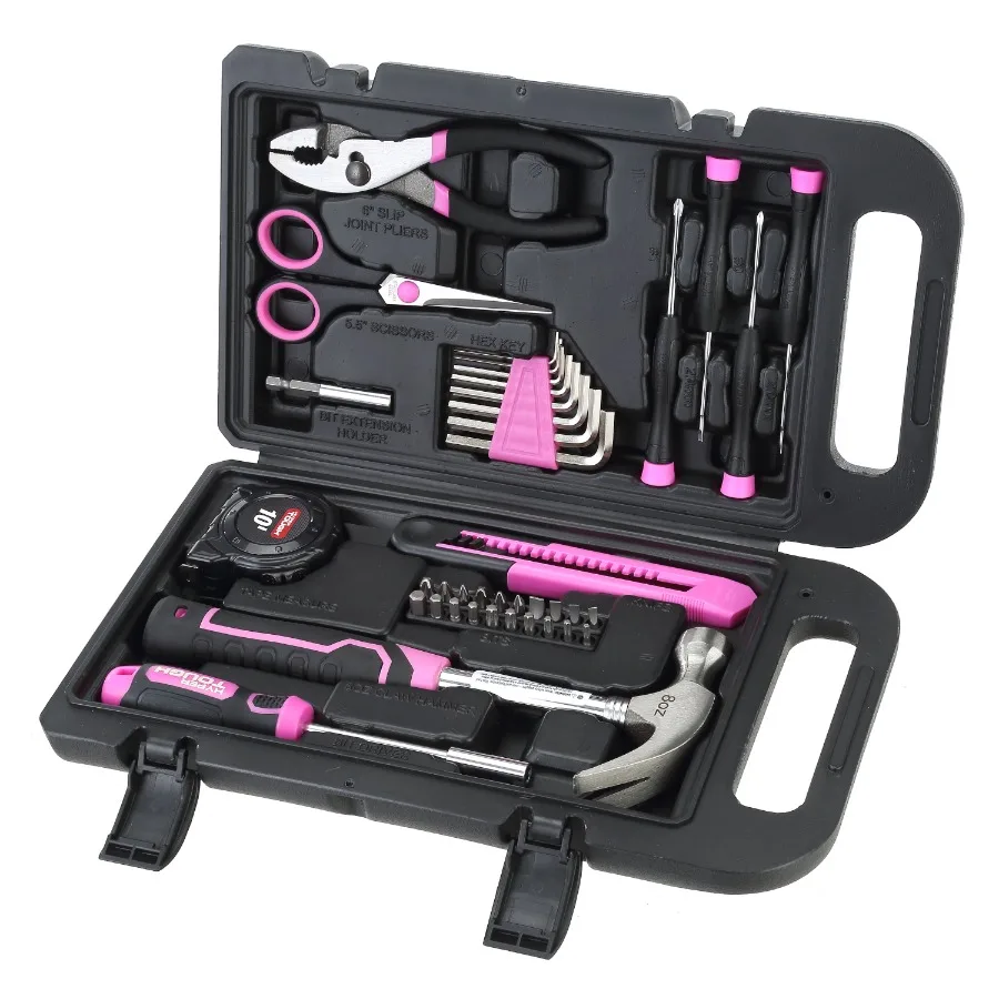 

Pink 40-Piece Household Tool Kit for Home Repairs and DIY Projects: Comprehensive Set with Durable Storage Case Ideal for Maint