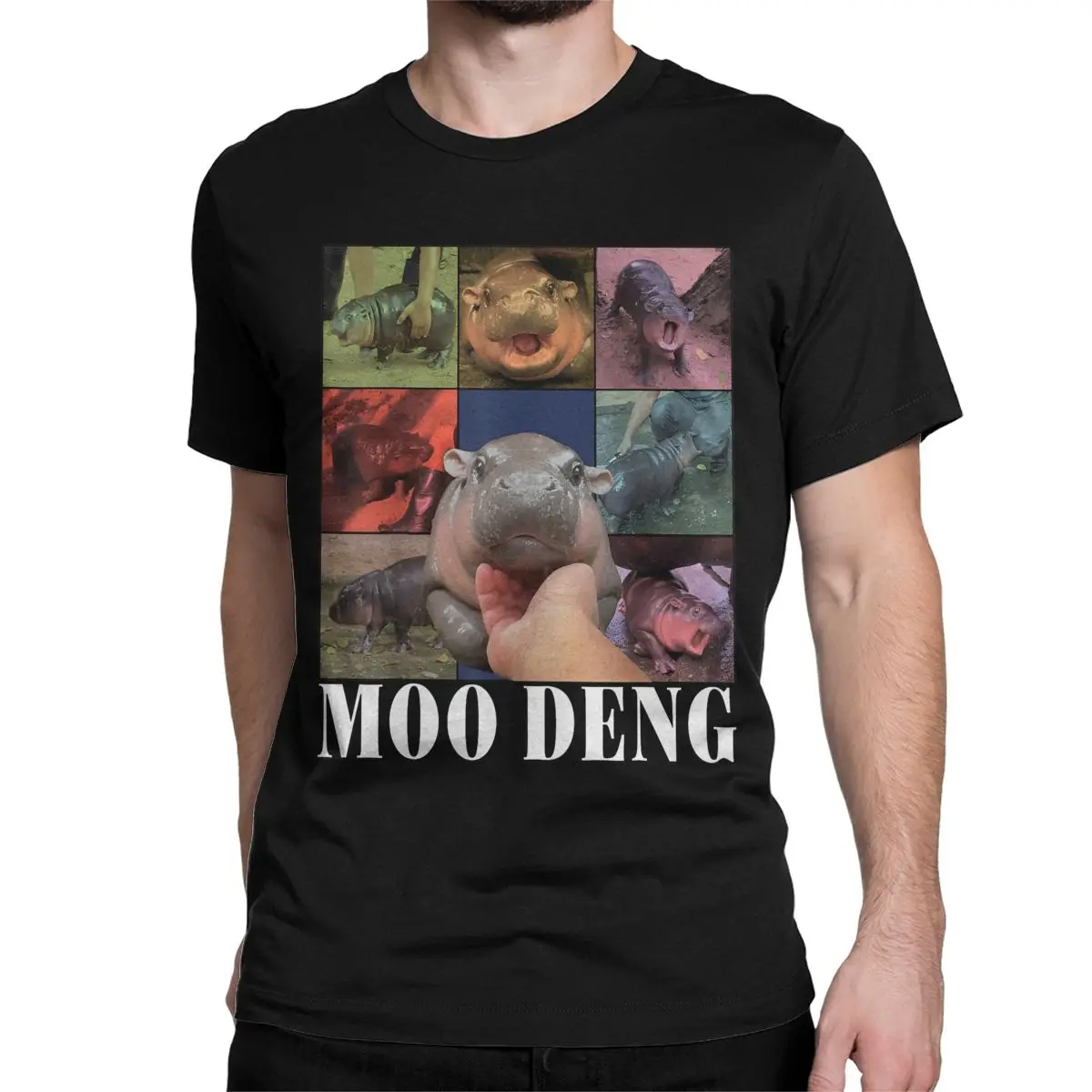 Moo Deng Baby Pygmy Hippo Cute Zoo T-Shirts Men O Neck 100% Cotton T Shirt Funny Meme Short Sleeve Tees Birthday Gift Clothes