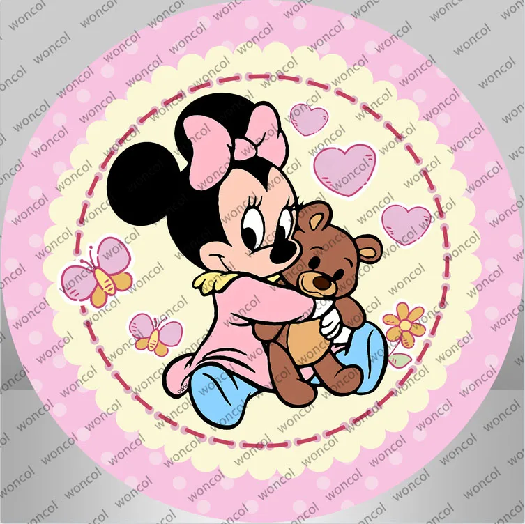 Disney Minnie Mouse Round Backdrop Baby Birthday Backdrop Girl Birthday Baby Shower Pink Circle Cylinder Cover Photo Photocall