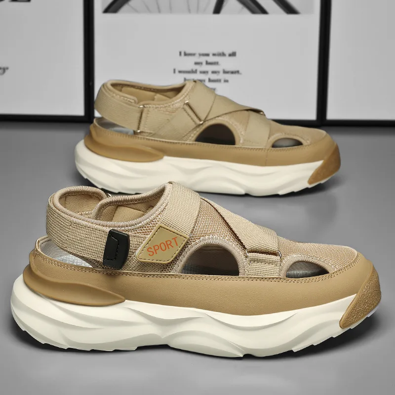 New Summer Men Sandals Casual Beach Holiday Sandals Men's Shoes  Thick Sole Anti Slip Baotou Men's Sneakers Comfortable Slippers