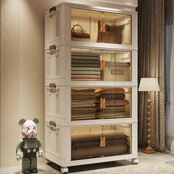 Home Wardrobe Organizer Foldable Portable Plastic Clothes Toy Storage Bins Doll Storage Container Large Capacity Storage Box