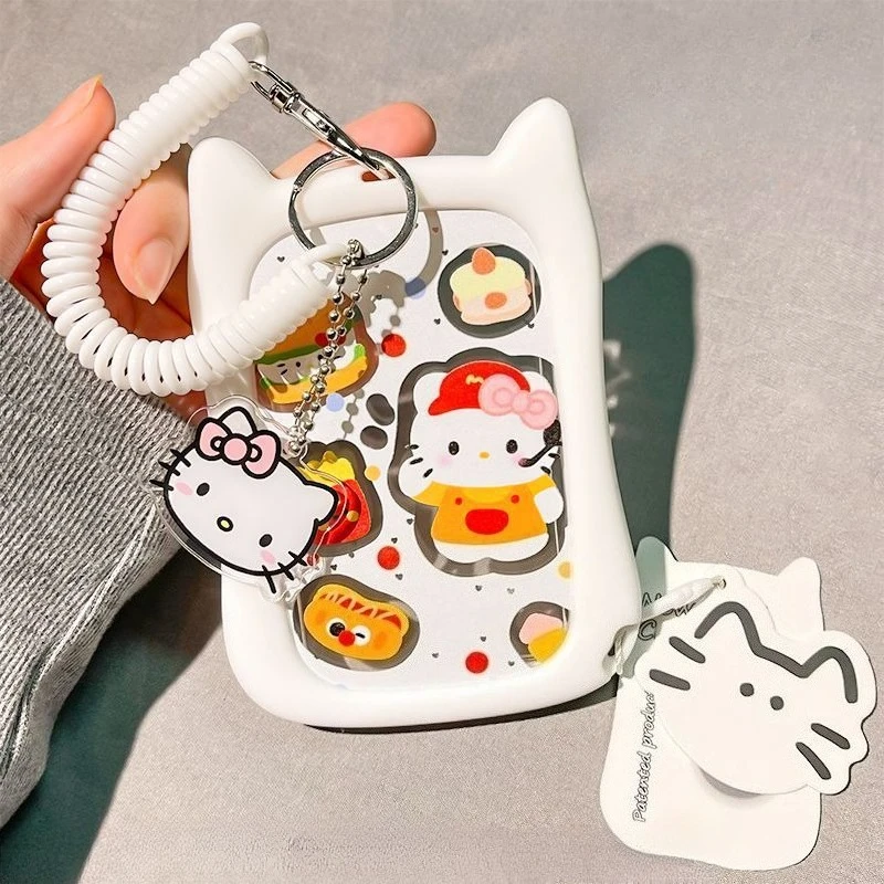 

Hello Kitty Card Holder Campus Meal Water Card Storage Bag Soft Silicone Case Cute Cartoon INS with Hanging Rope Keychain
