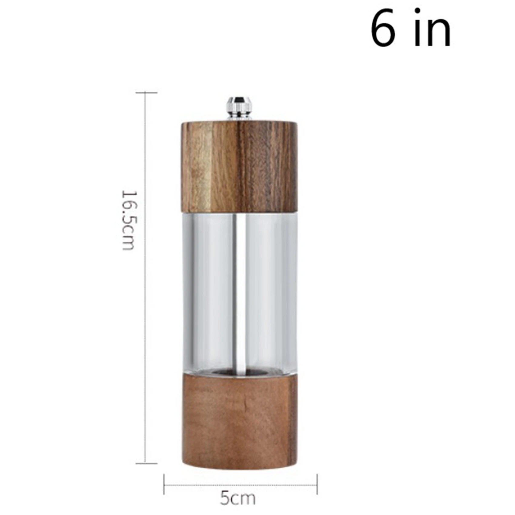 AT29-2X Pepper Grinder Transparent Pepper Mill Salt Grinding Core Multipurpose Seasoning Bottle Cruet 6 Inches